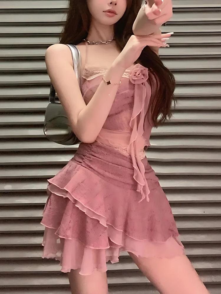 Soft Girl Rose Top & Mini Skirt Two Piece Set - KAYSMAR