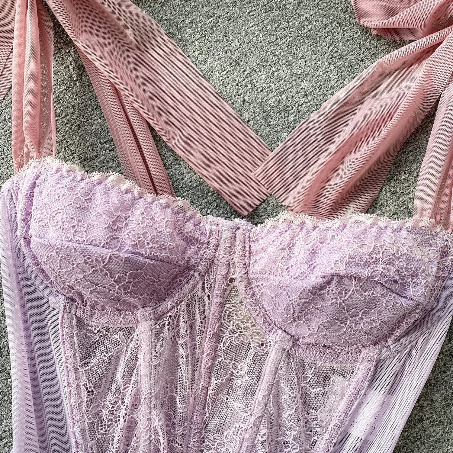 Soft Girl Sheer Lace Corset Top - KAYSMAR