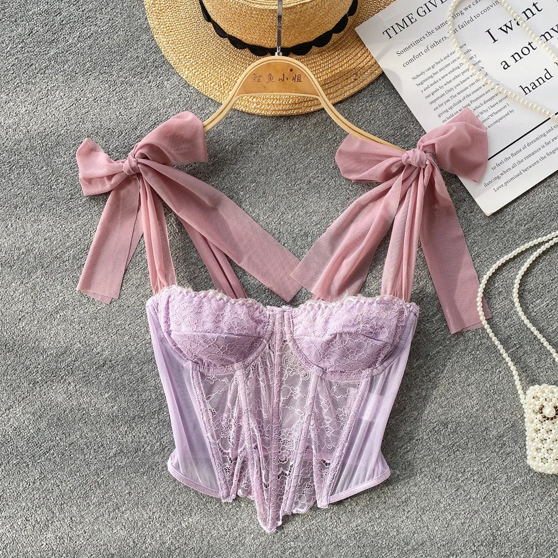 Soft Girl Sheer Lace Corset Top - KAYSMAR