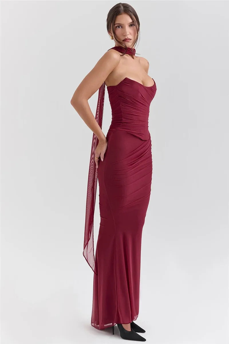 Strapless Corset Top & Maxi Skirt Two Piece Set - KAYSMAR