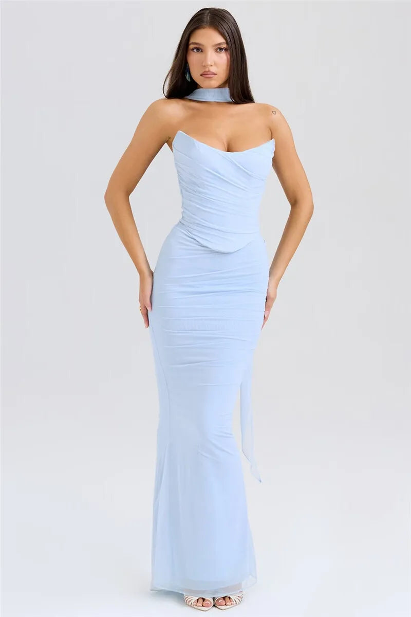Strapless Corset Top & Maxi Skirt Two Piece Set - KAYSMAR