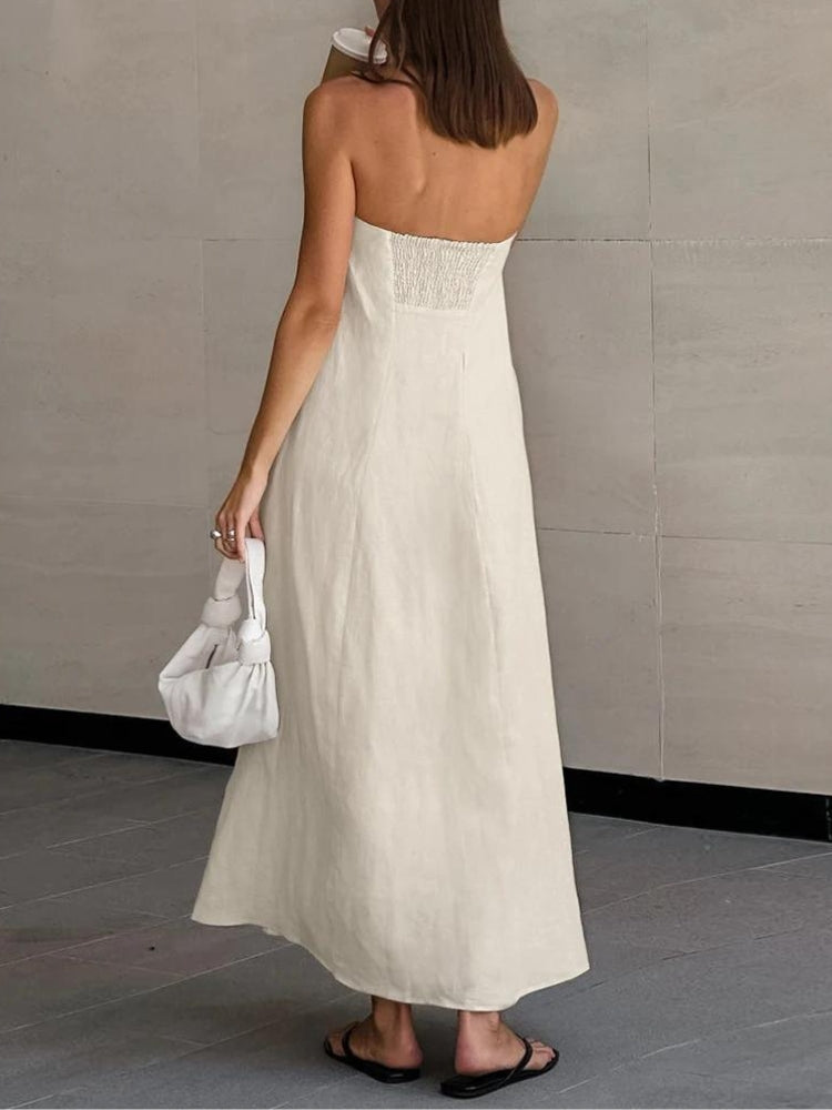 Strapless Linen Midi Dress - KAYSMAR