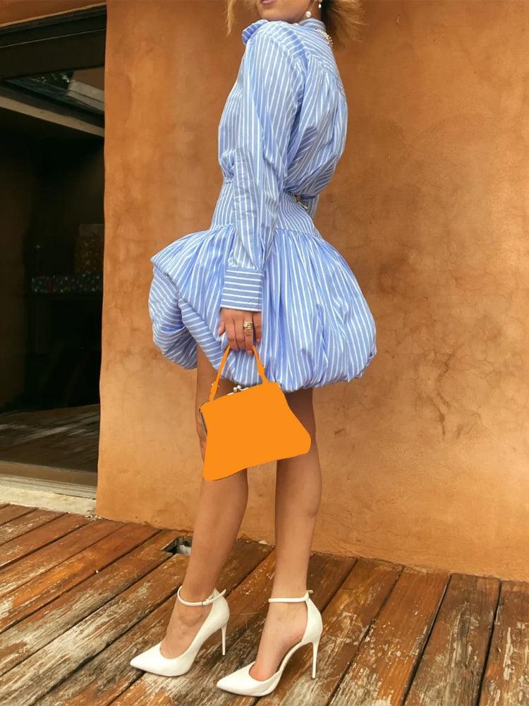Striped Bubble Mini Skirt - KAYSMAR