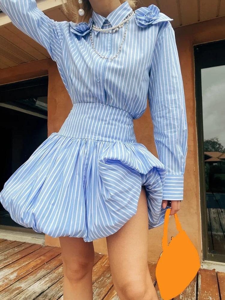 Striped Bubble Mini Skirt - KAYSMAR