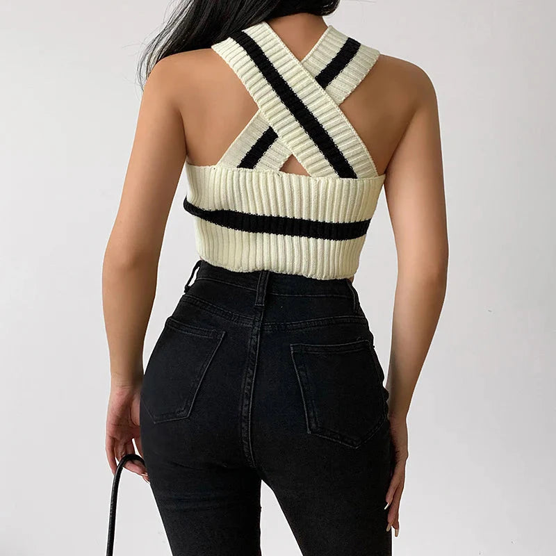 Striped Knitted Crop Top - KAYSMAR