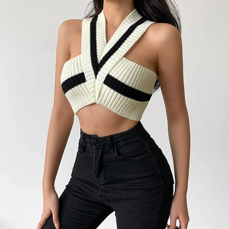 Striped Knitted Crop Top - KAYSMAR