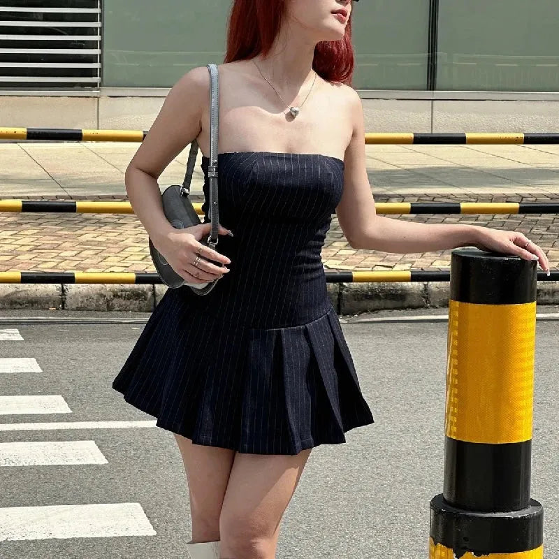 Striped Strapless Mini Dress - KAYSMAR
