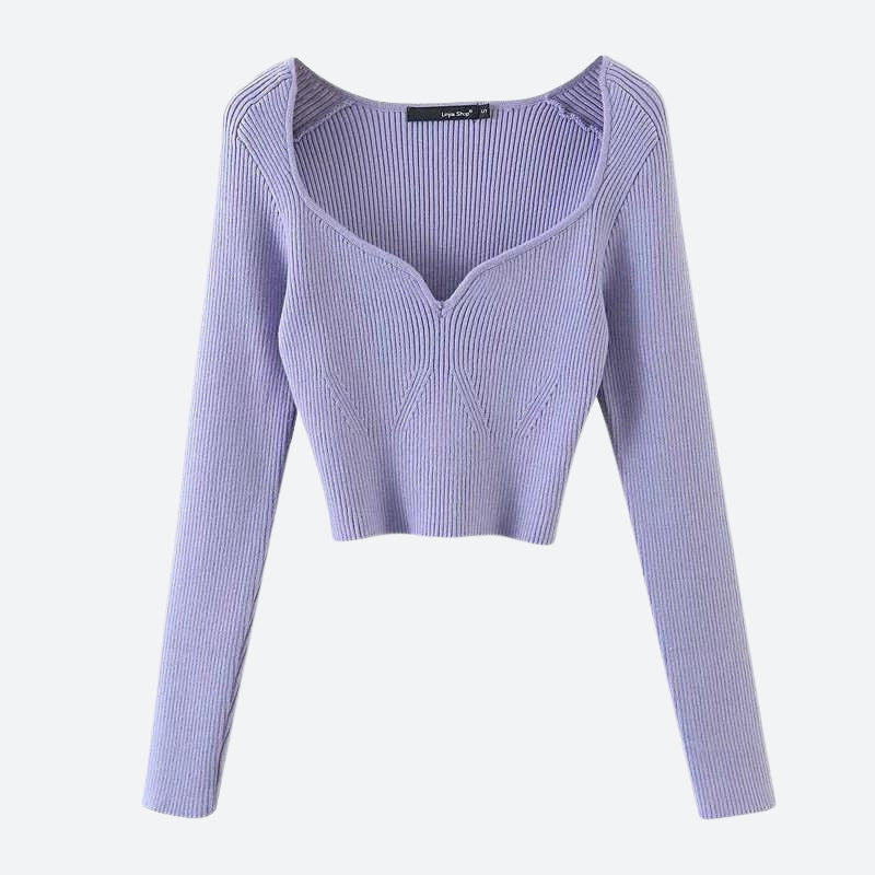 Sweetheart Neckline Corduroy Crop Top - KAYSMAR