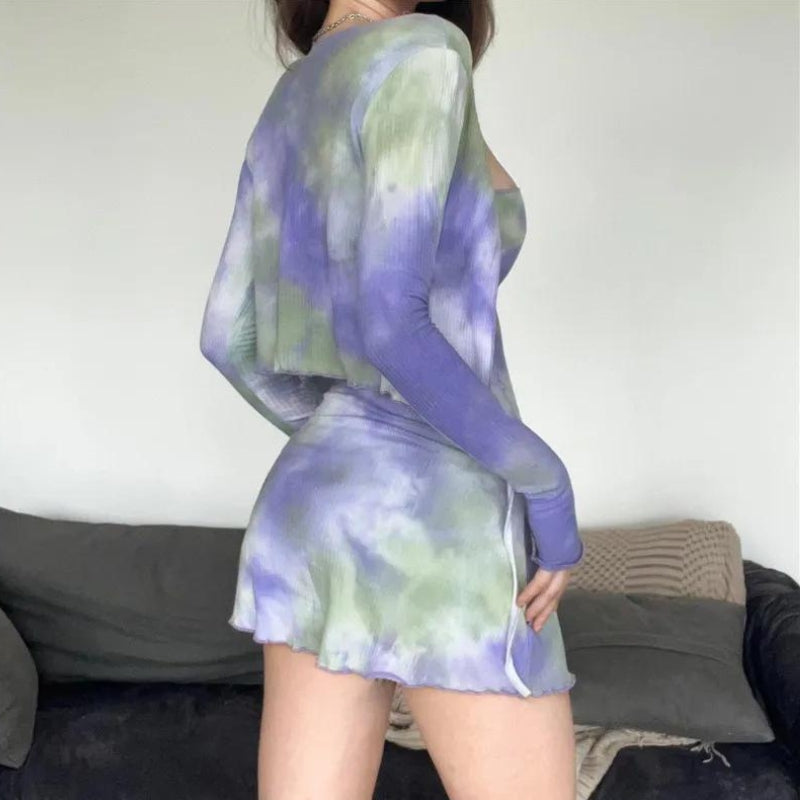 Tie Dye Bolero Mini Dress - KAYSMAR