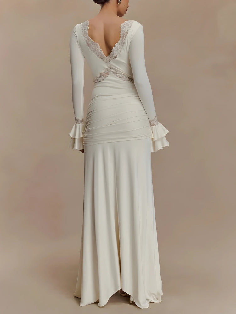 Tie Front Draped Maxi Dress - KAYSMAR