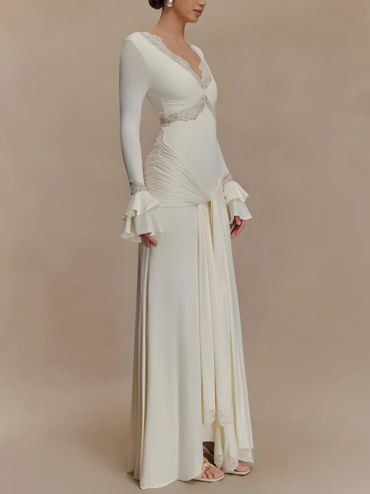 Tie Front Draped Maxi Dress - KAYSMAR
