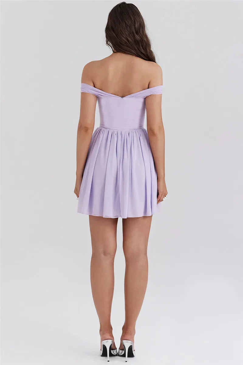 Tie Front Off Shoulder Mini Dress - KAYSMAR