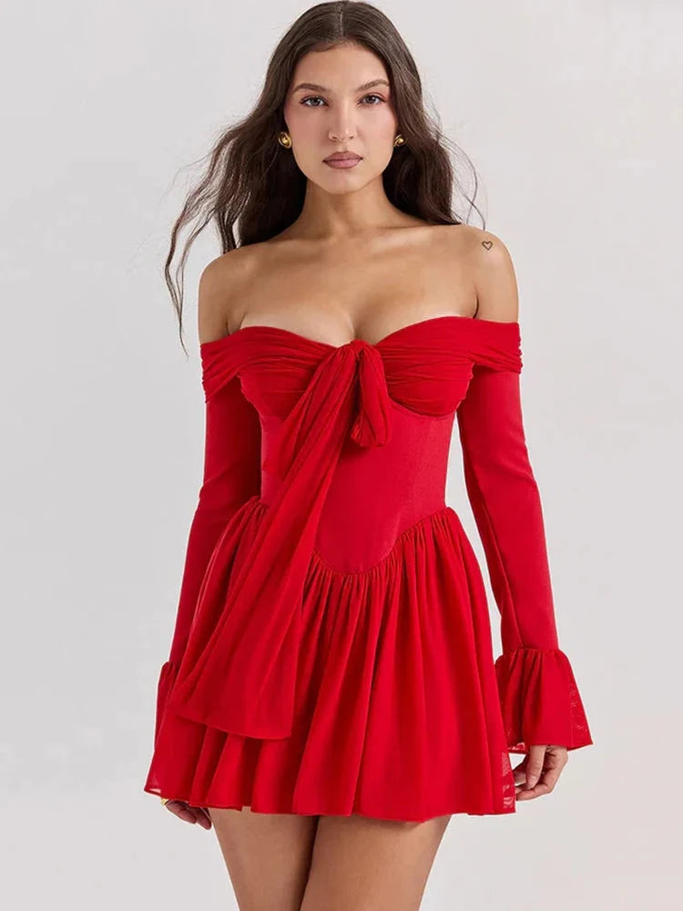 Tie Front Strapless Corset Mini Dress - KAYSMAR