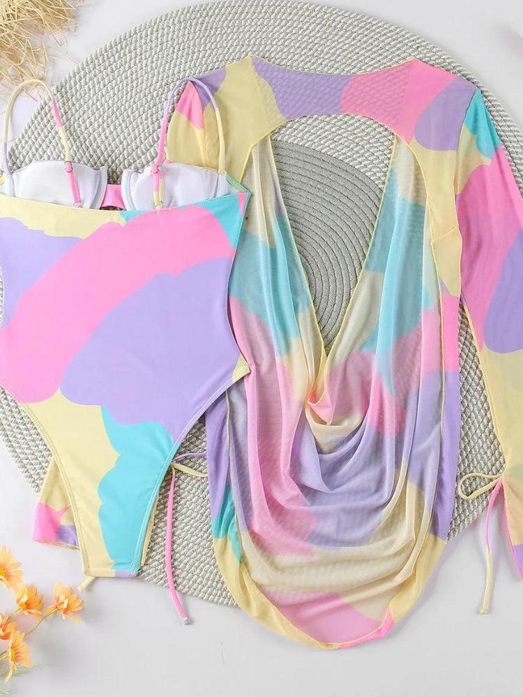 Underwired Cut Out Swimsuit With Cover-Up Dress - KAYSMAR