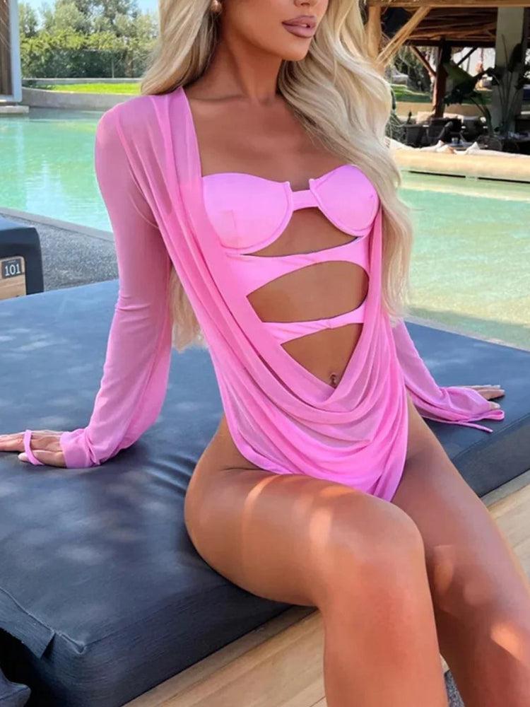 Underwired Cut Out Swimsuit With Cover-Up Dress - KAYSMAR