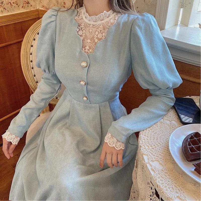 Vintage Balloon Sleeve Maxi Dress - KAYSMAR