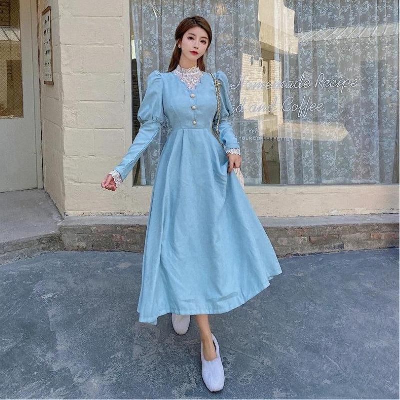 Vintage Balloon Sleeve Maxi Dress - KAYSMAR