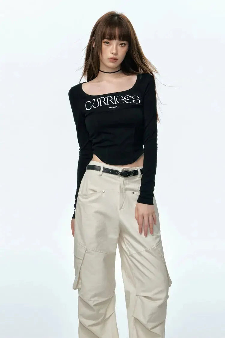 Wide Neck Corset Crop Top - KAYSMAR