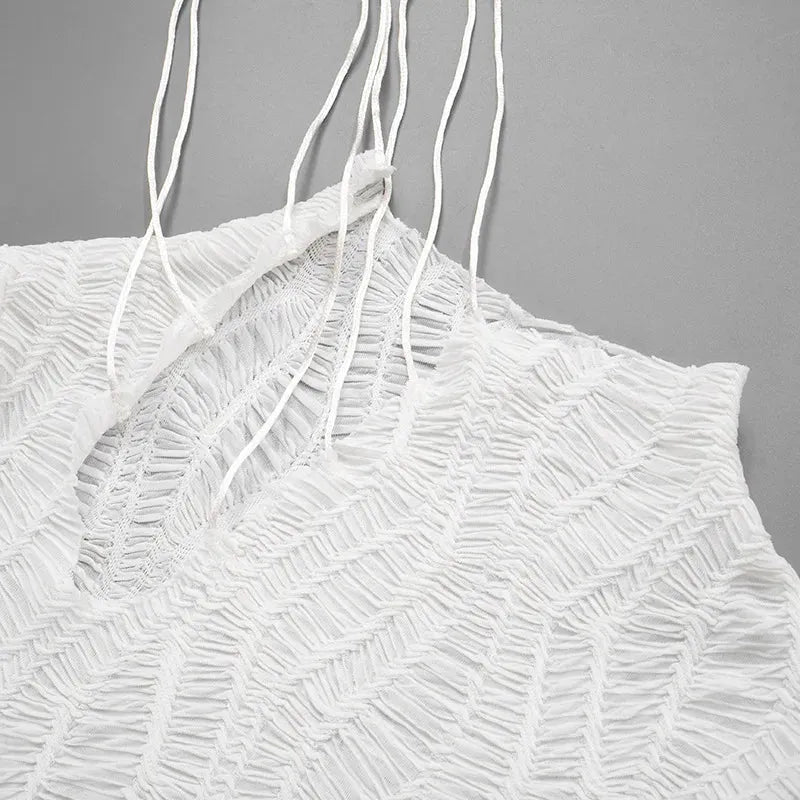 Wrinkled Lace Up Mini Dress - KAYSMAR