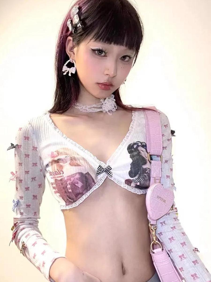 Y2K Coquette Barbie Crop Top - KAYSMAR