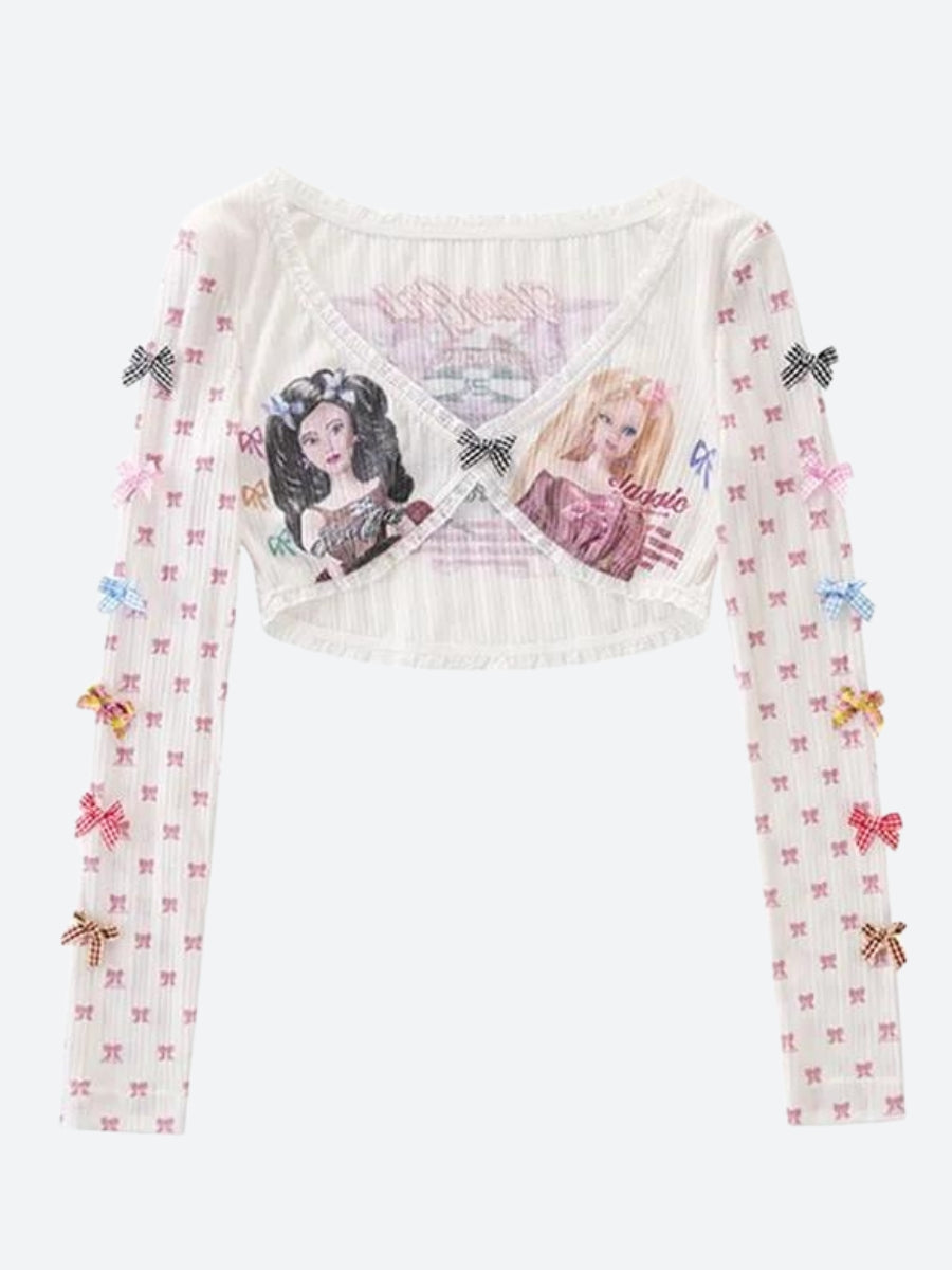 Y2K Coquette Barbie Crop Top - KAYSMAR