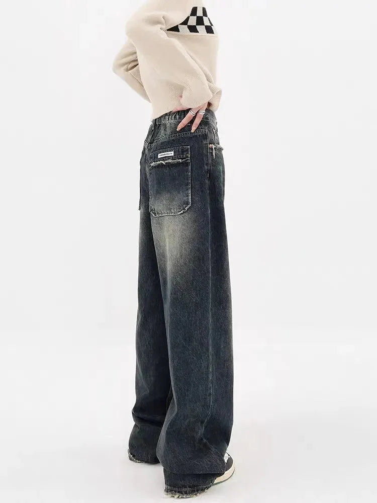 Y2K Distressed Pocket Wide Leg Jeans - KAYSMAR