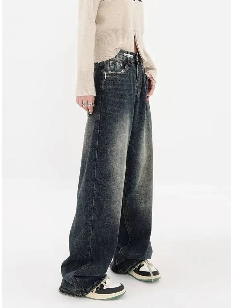 Y2K Distressed Pocket Wide Leg Jeans - KAYSMAR