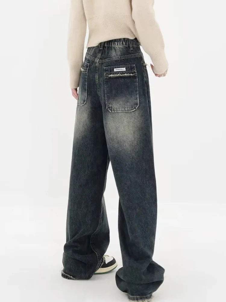 Y2K Distressed Pocket Wide Leg Jeans - KAYSMAR