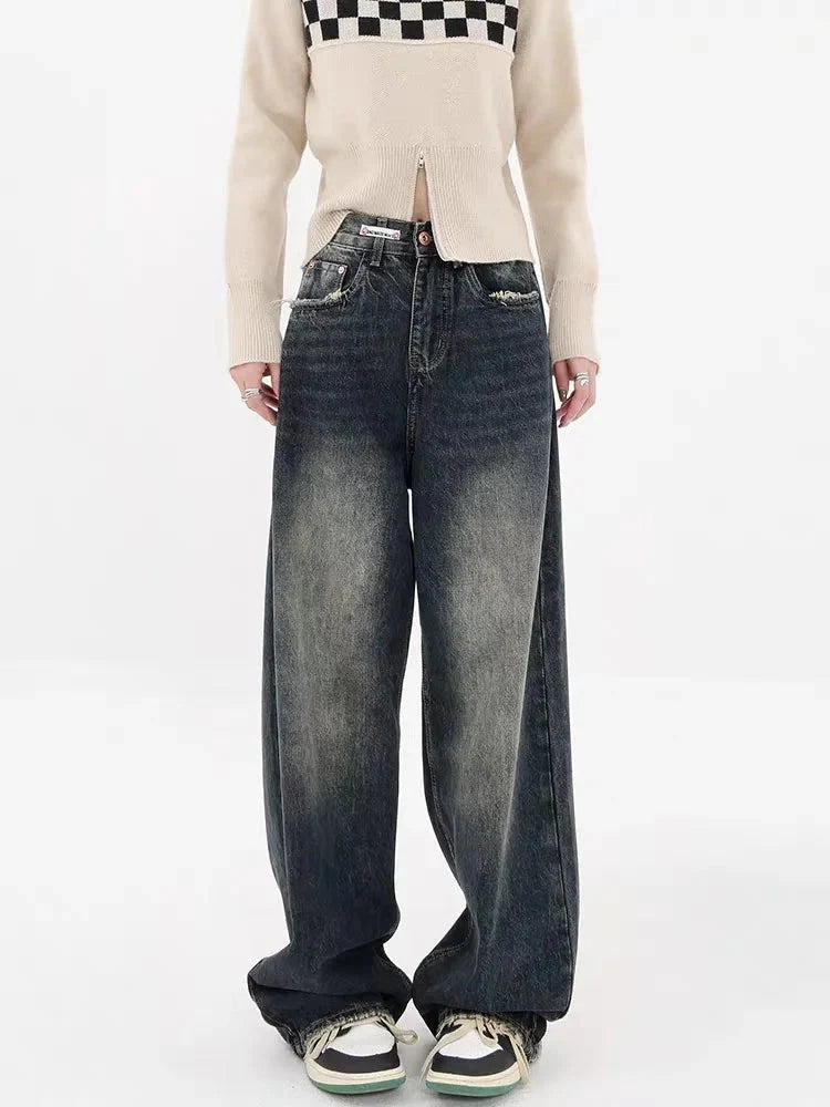 Y2K Distressed Pocket Wide Leg Jeans - KAYSMAR