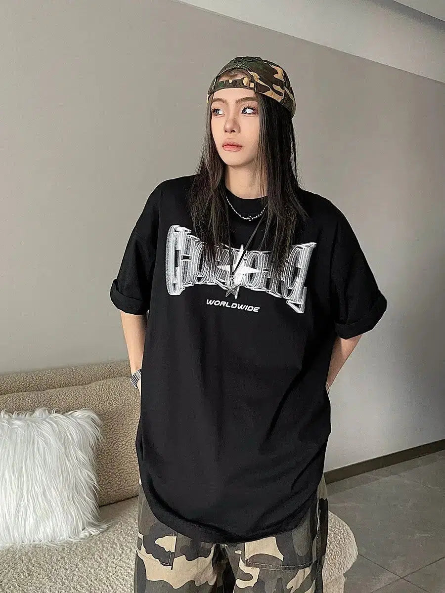 Y2K Shiny Star Worldwide Tee - KAYSMAR