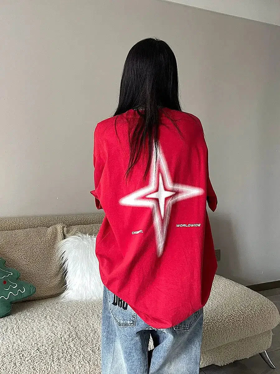 Y2K Shiny Star Worldwide Tee - KAYSMAR