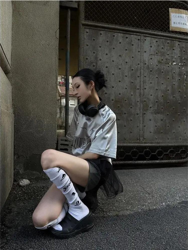 Y2K Silver Oversized Tee - KAYSMAR