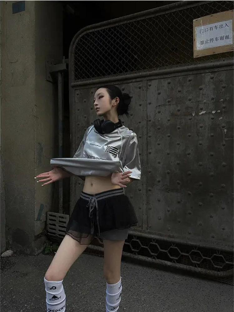 Y2K Silver Oversized Tee - KAYSMAR