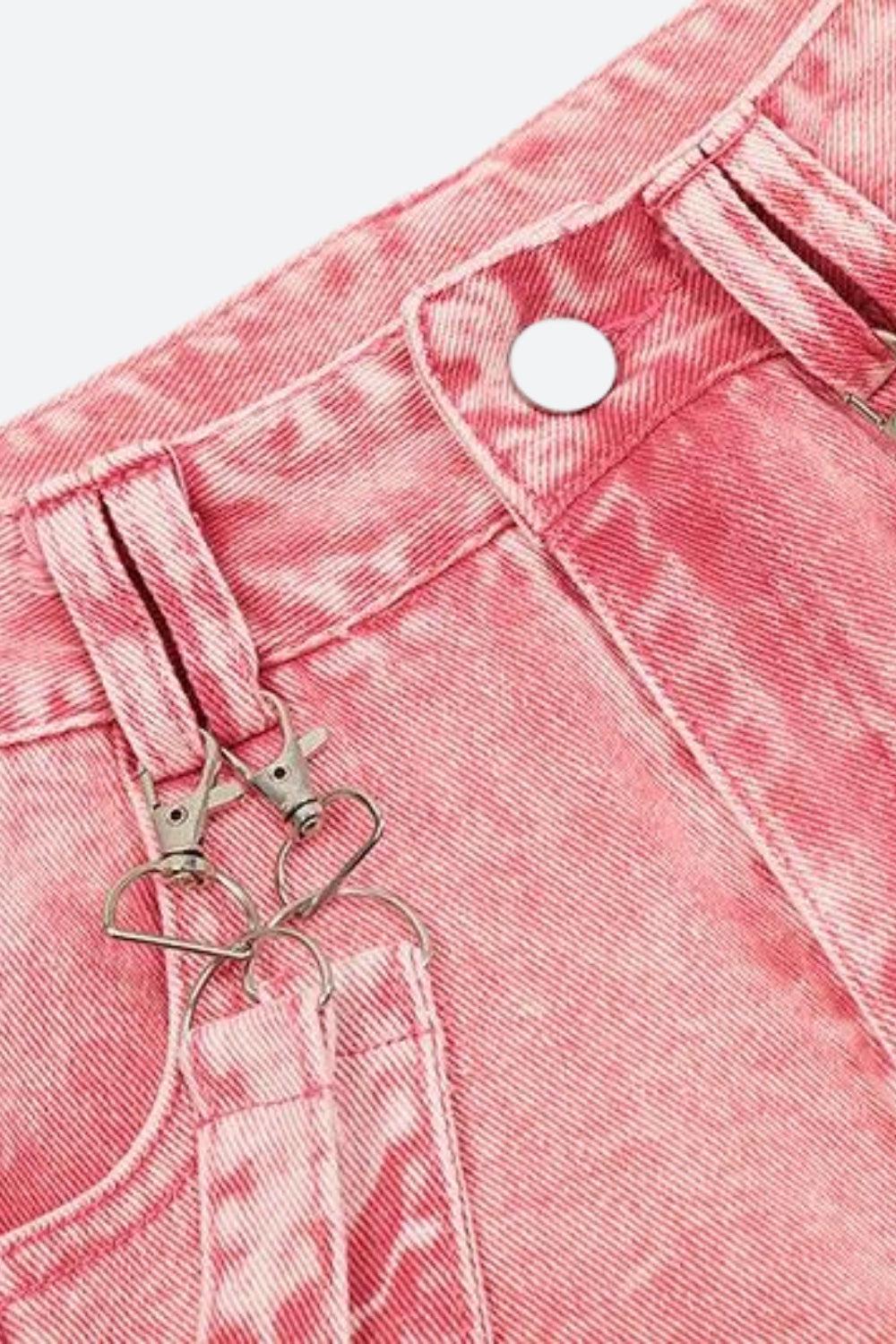 Y2K Soft Girl Double Belted Baggy Jeans - KAYSMAR