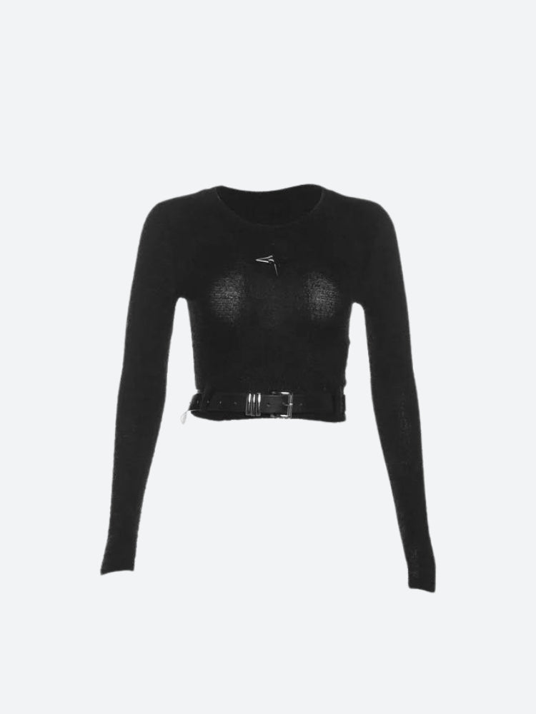 Y2K Star Belted Crop Top - KAYSMAR