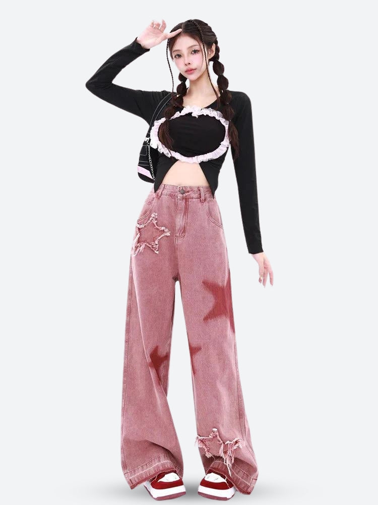 Y2K Star Denim Jeans - KAYSMAR