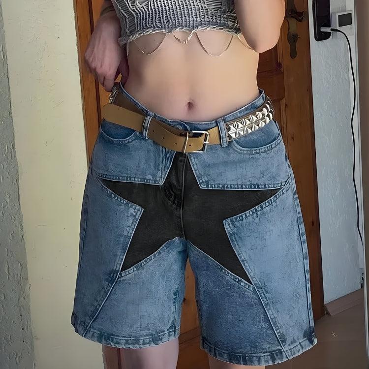 Y2K Star Jean Shorts - KAYSMAR