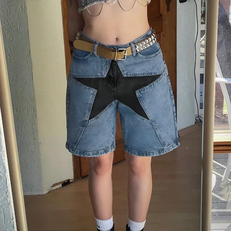 Y2K Star Jean Shorts - KAYSMAR
