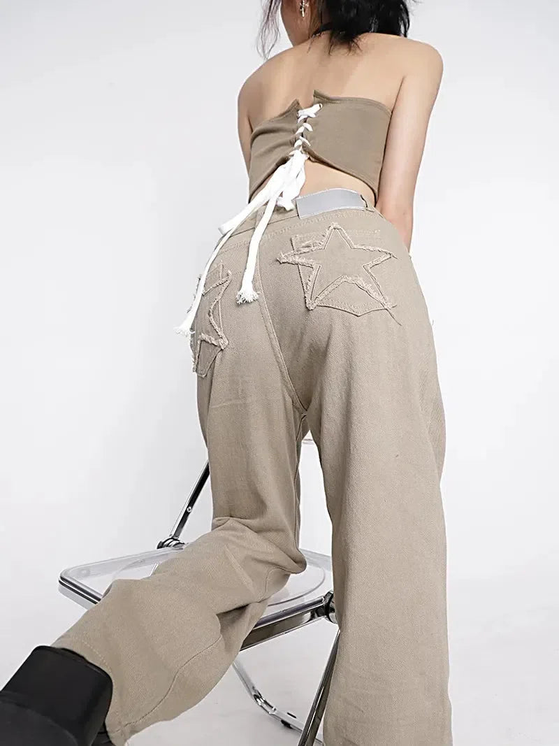 Y2K Star Pockets High Waist Jeans - KAYSMAR