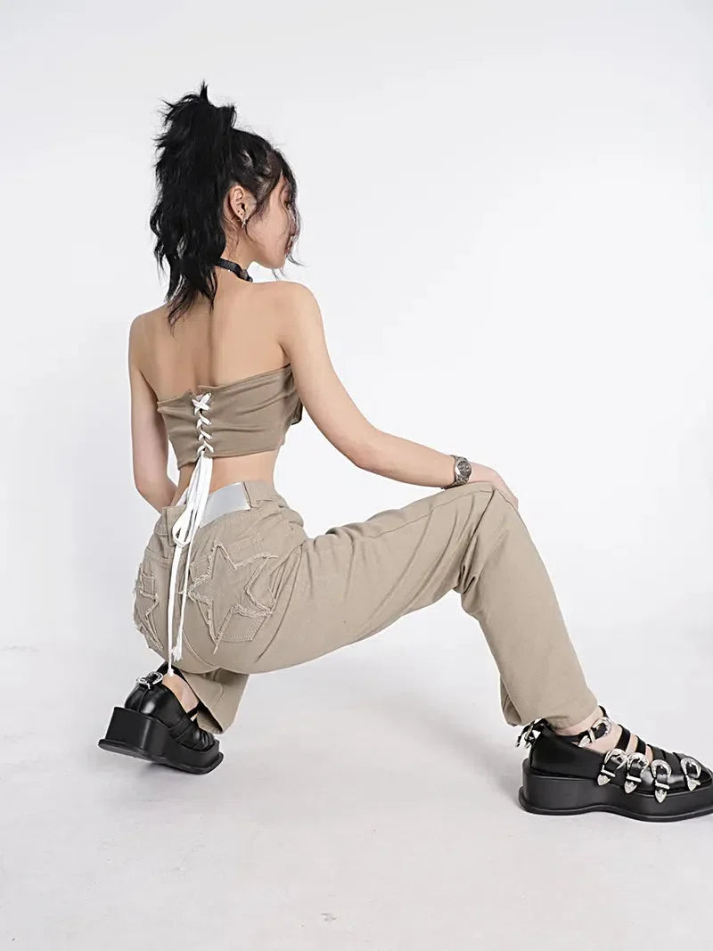 Y2K Star Pockets High Waist Jeans - KAYSMAR