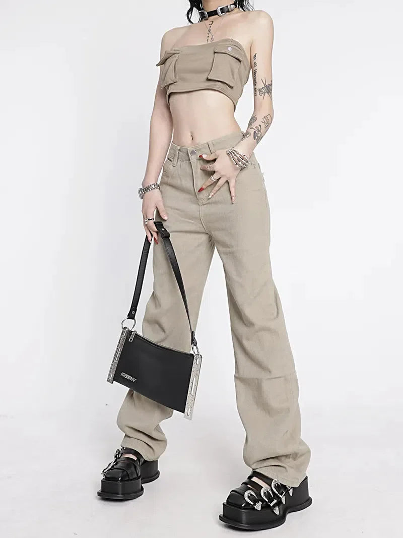 Y2K Star Pockets High Waist Jeans - KAYSMAR