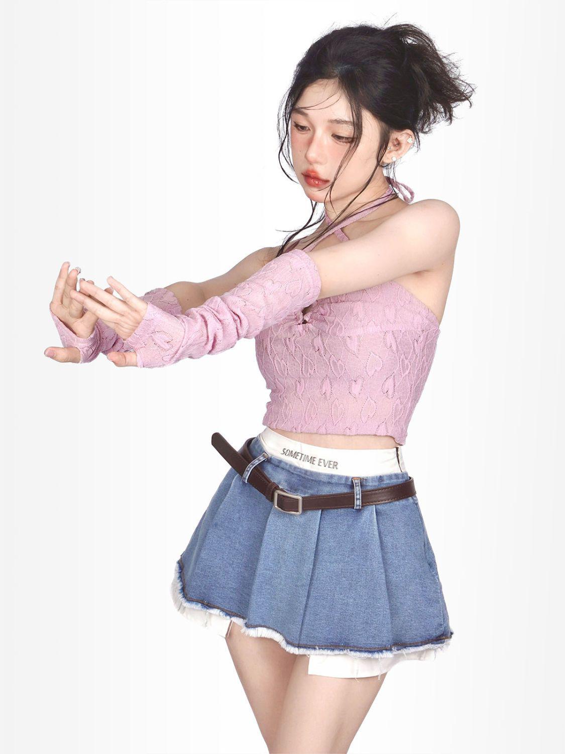Y2K Fake Two Piece Pleated Mini Skirt - KAYSMAR