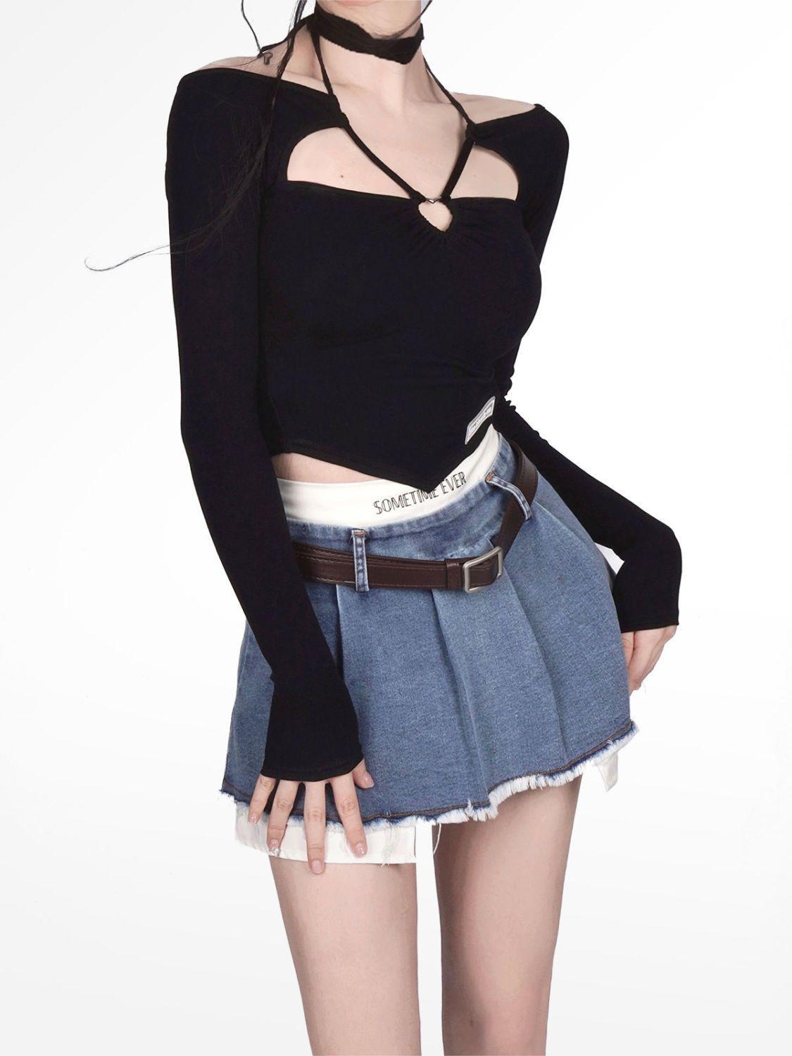 Y2K Fake Two Piece Pleated Mini Skirt - KAYSMAR