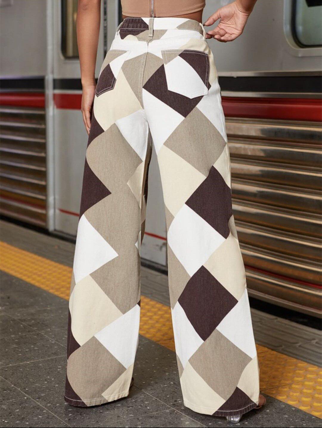 Y2K Harlequin Wide Leg Jeans - KAYSMAR
