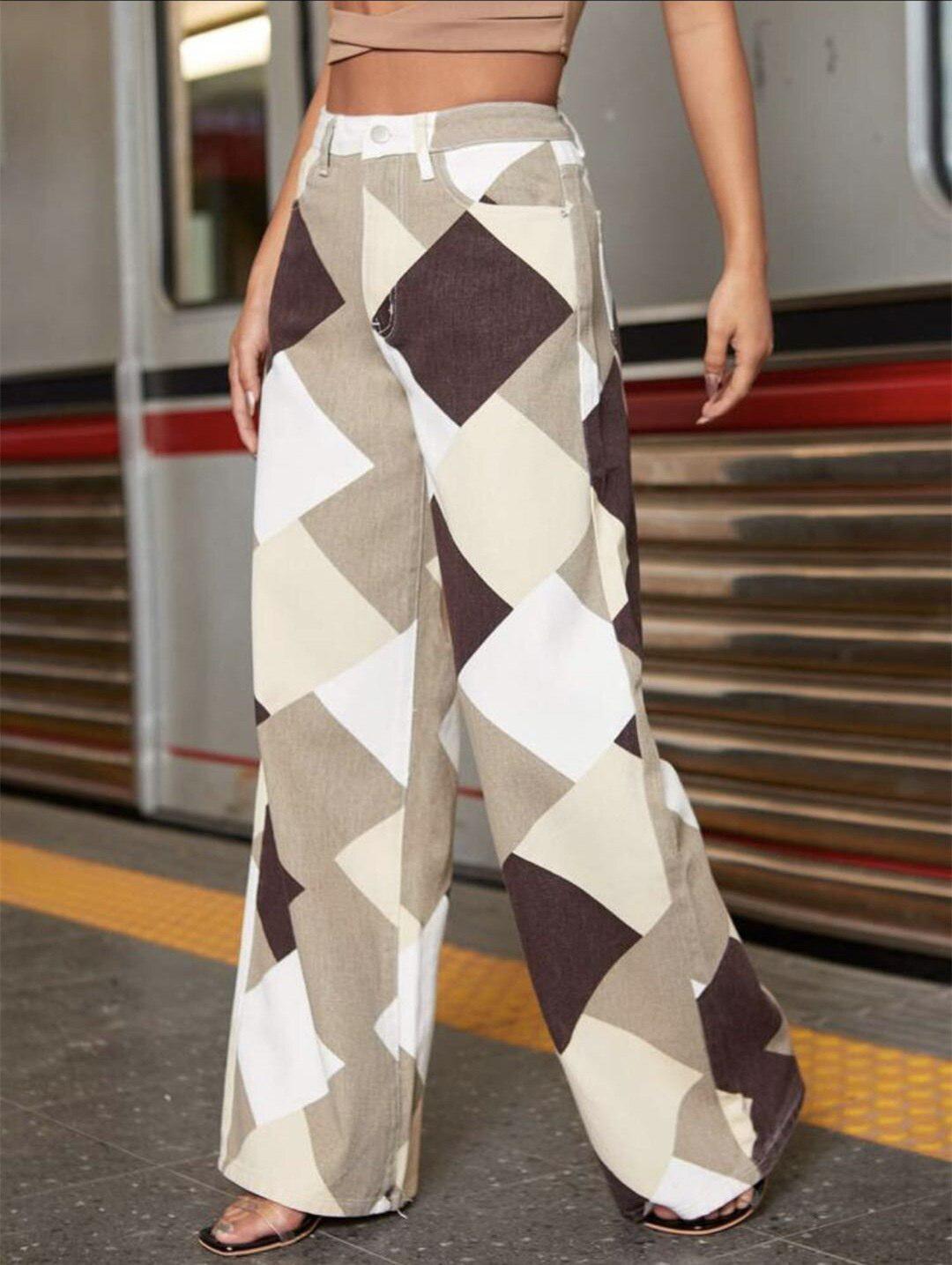 Y2K Harlequin Wide Leg Jeans - KAYSMAR