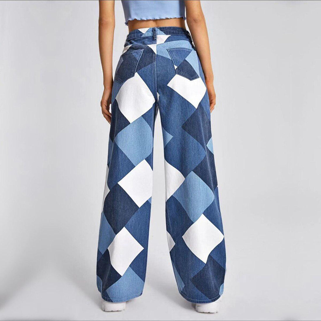 Y2K Harlequin Wide Leg Jeans - KAYSMAR