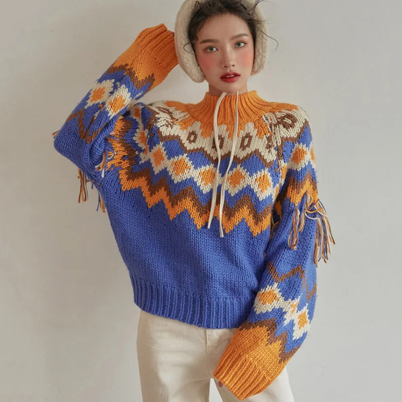 Retro Pattern Knitted Christmas Sweater - Kaysmar