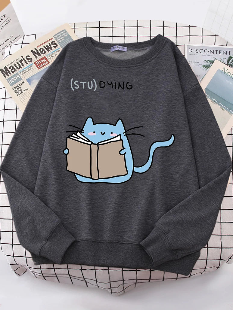 Studying Cute Cat Sweatshirts - Kaysmar