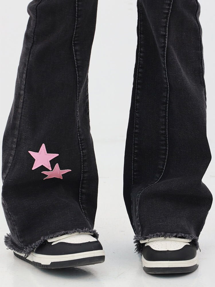 90s Streetwear Star Flare Jeans - Kaysmar