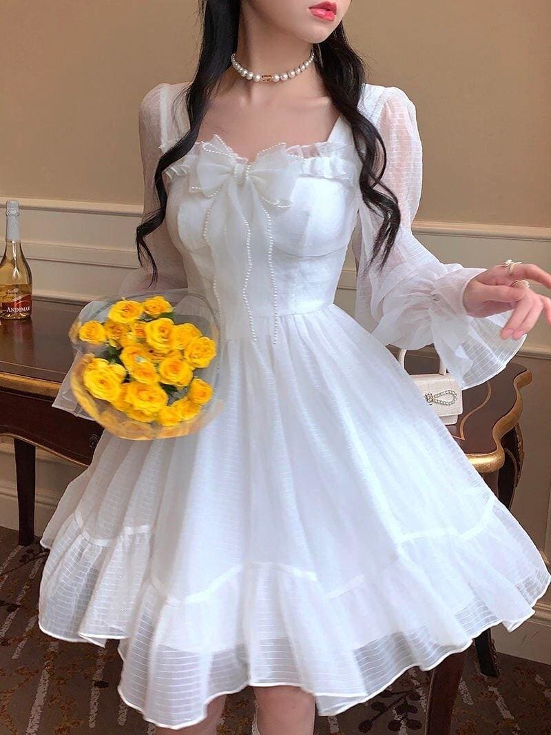 Autumn White Sweet Fairy Dress